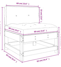Mittelsofa mit Kissen Massivholz Douglasie