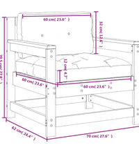 Gartenstühle mit Kissen 2 Stk. Weiß Massivholz Kiefer