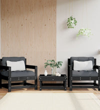 Gartenstühle mit Kissen 2 Stk. Schwarz Massivholz Kiefer
