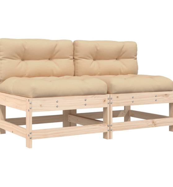 Mittelsofas mit Kissen 2 Stk. Massivholz Kiefer