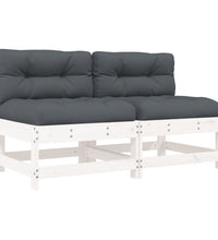 Mittelsofas mit Kissen 2 Stk. Weiß Massivholz Kiefer