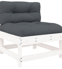 Mittelsofas mit Kissen 2 Stk. Weiß Massivholz Kiefer