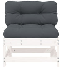 Mittelsofas mit Kissen 2 Stk. Weiß Massivholz Kiefer