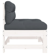 Mittelsofas mit Kissen 2 Stk. Weiß Massivholz Kiefer