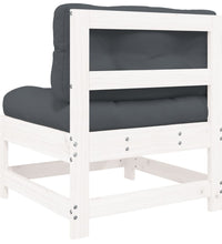 Mittelsofas mit Kissen 2 Stk. Weiß Massivholz Kiefer