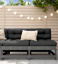 Mittelsofas mit Kissen 2 Stk. Grau Massivholz Kiefer