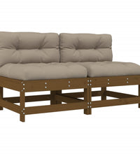 Mittelsofas mit Kissen 2 Stk. Honigbraun Massivholz Kiefer