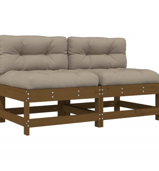 Mittelsofas mit Kissen 2 Stk. Honigbraun Massivholz Kiefer