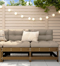 Mittelsofas mit Kissen 2 Stk. Honigbraun Massivholz Kiefer