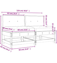 Mittelsofas mit Kissen 2 Stk. Massivholz Douglasie