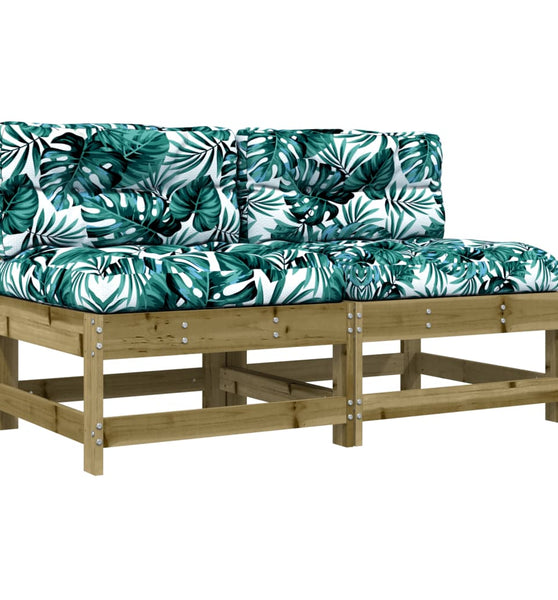 Mittelsofas mit Kissen 2 Stk. Kiefernholz Imprägniert