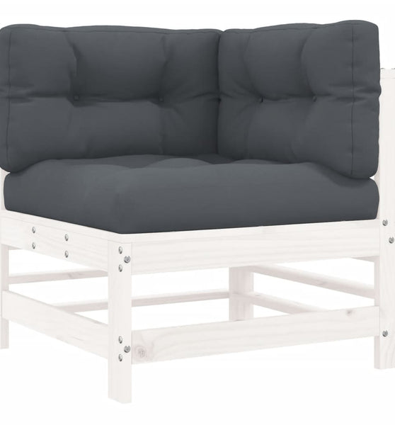 Ecksofa mit Kissen Weiß Massivholz Kiefer