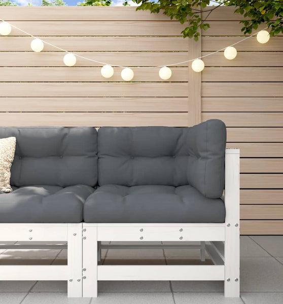 Ecksofa mit Kissen Weiß Massivholz Kiefer