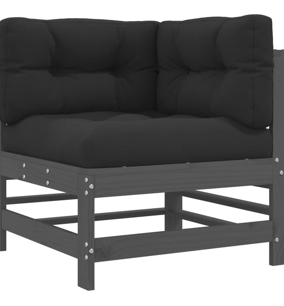 Ecksofa mit Kissen Grau Massivholz Kiefer