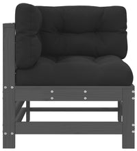 Ecksofa mit Kissen Grau Massivholz Kiefer