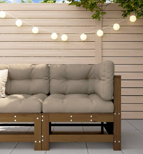 Ecksofa mit Kissen Honigbraun Massivholz Kiefer