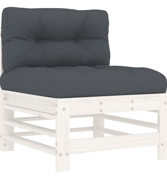 Mittelsofa mit Kissen Weiß Massivholz Kiefer