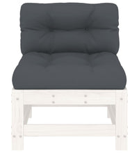 Mittelsofa mit Kissen Weiß Massivholz Kiefer