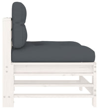 Mittelsofa mit Kissen Weiß Massivholz Kiefer