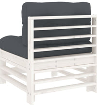 Mittelsofa mit Kissen Weiß Massivholz Kiefer