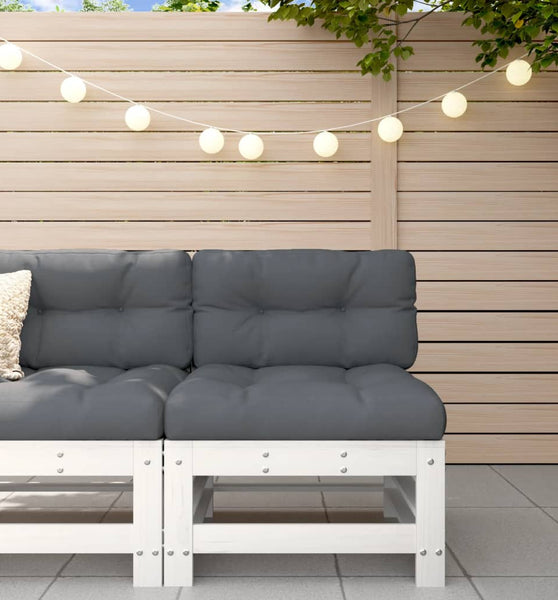 Mittelsofa mit Kissen Weiß Massivholz Kiefer