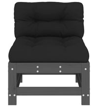 Mittelsofa mit Kissen Grau Massivholz Kiefer