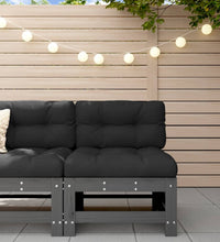 Mittelsofa mit Kissen Grau Massivholz Kiefer