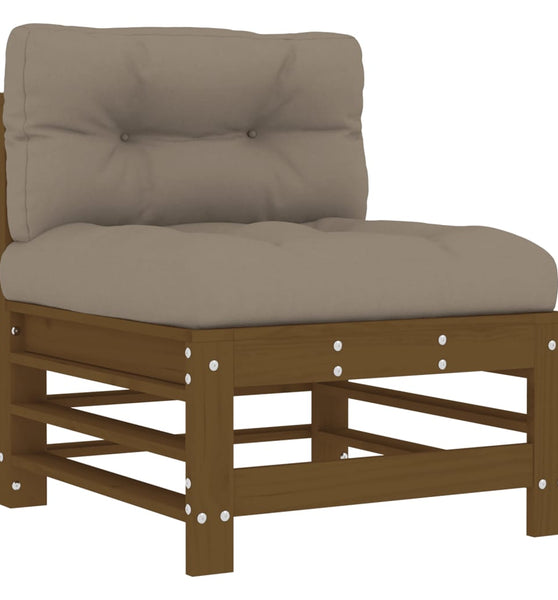 Mittelsofa mit Kissen Honigbraun Massivholz Kiefer