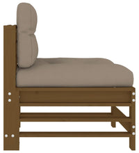 Mittelsofa mit Kissen Honigbraun Massivholz Kiefer