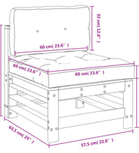 Mittelsofa mit Kissen Massivholz Douglasie