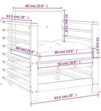 Gartenstühle mit Kissen 2 Stk. Grau Massivholz Kiefer
