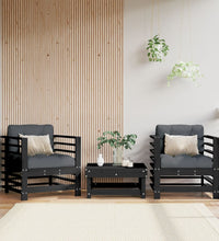 Gartenstühle mit Kissen 2 Stk. Schwarz Massivholz Kiefer