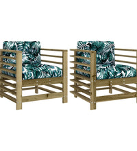 Gartenstühle mit Kissen 2 Stk. Kiefernholz Imprägniert