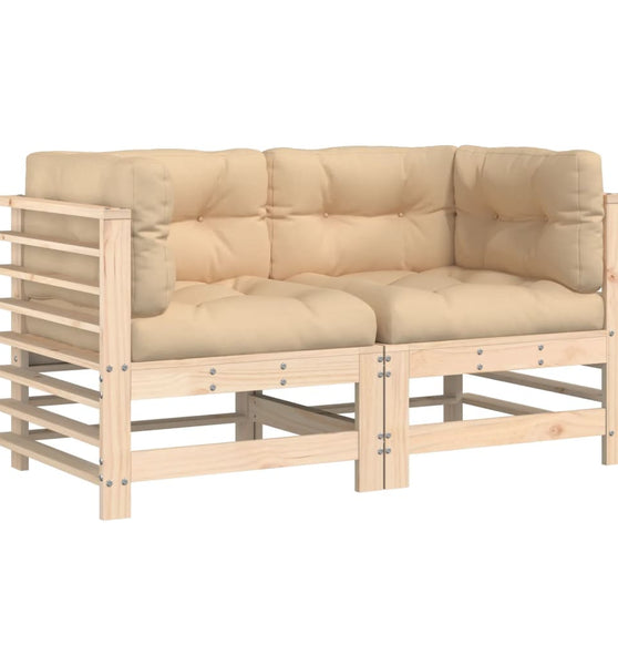 Ecksofas mit Kissen 2 Stk. Massivholz Kiefer
