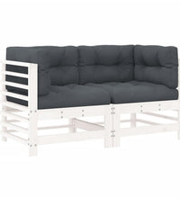 Ecksofas mit Kissen 2 Stk. Weiß Massivholz Kiefer
