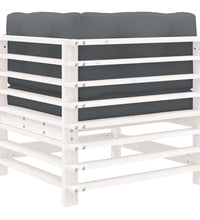 Ecksofas mit Kissen 2 Stk. Weiß Massivholz Kiefer