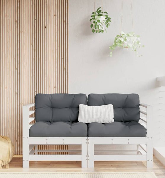 Ecksofas mit Kissen 2 Stk. Weiß Massivholz Kiefer