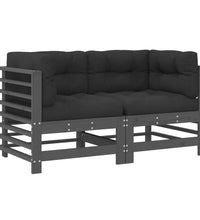 Ecksofas mit Kissen 2 Stk. Grau Massivholz Kiefer