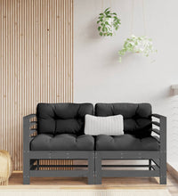 Ecksofas mit Kissen 2 Stk. Grau Massivholz Kiefer