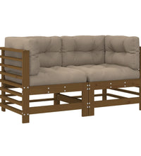 Ecksofas mit Kissen 2 Stk. Honigbraun Massivholz Kiefer