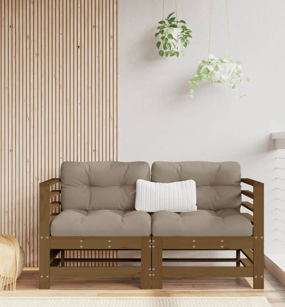 Ecksofas mit Kissen 2 Stk. Honigbraun Massivholz Kiefer