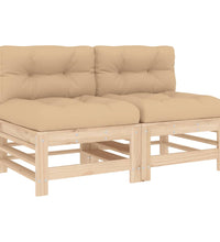 Mittelsofas mit Kissen 2 Stk. Massivholz Kiefer