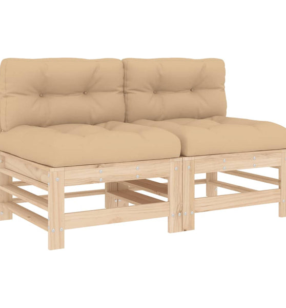 Mittelsofas mit Kissen 2 Stk. Massivholz Kiefer