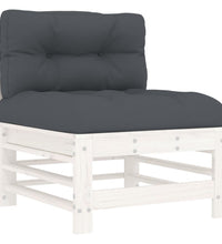 Mittelsofas mit Kissen 2 Stk. Weiß Massivholz Kiefer