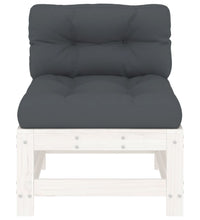 Mittelsofas mit Kissen 2 Stk. Weiß Massivholz Kiefer