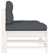 Mittelsofas mit Kissen 2 Stk. Weiß Massivholz Kiefer