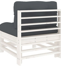Mittelsofas mit Kissen 2 Stk. Weiß Massivholz Kiefer