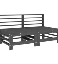 Mittelsofas mit Kissen 2 Stk. Grau Massivholz Kiefer