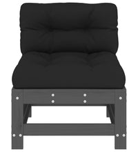 Mittelsofas mit Kissen 2 Stk. Grau Massivholz Kiefer