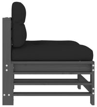 Mittelsofas mit Kissen 2 Stk. Grau Massivholz Kiefer